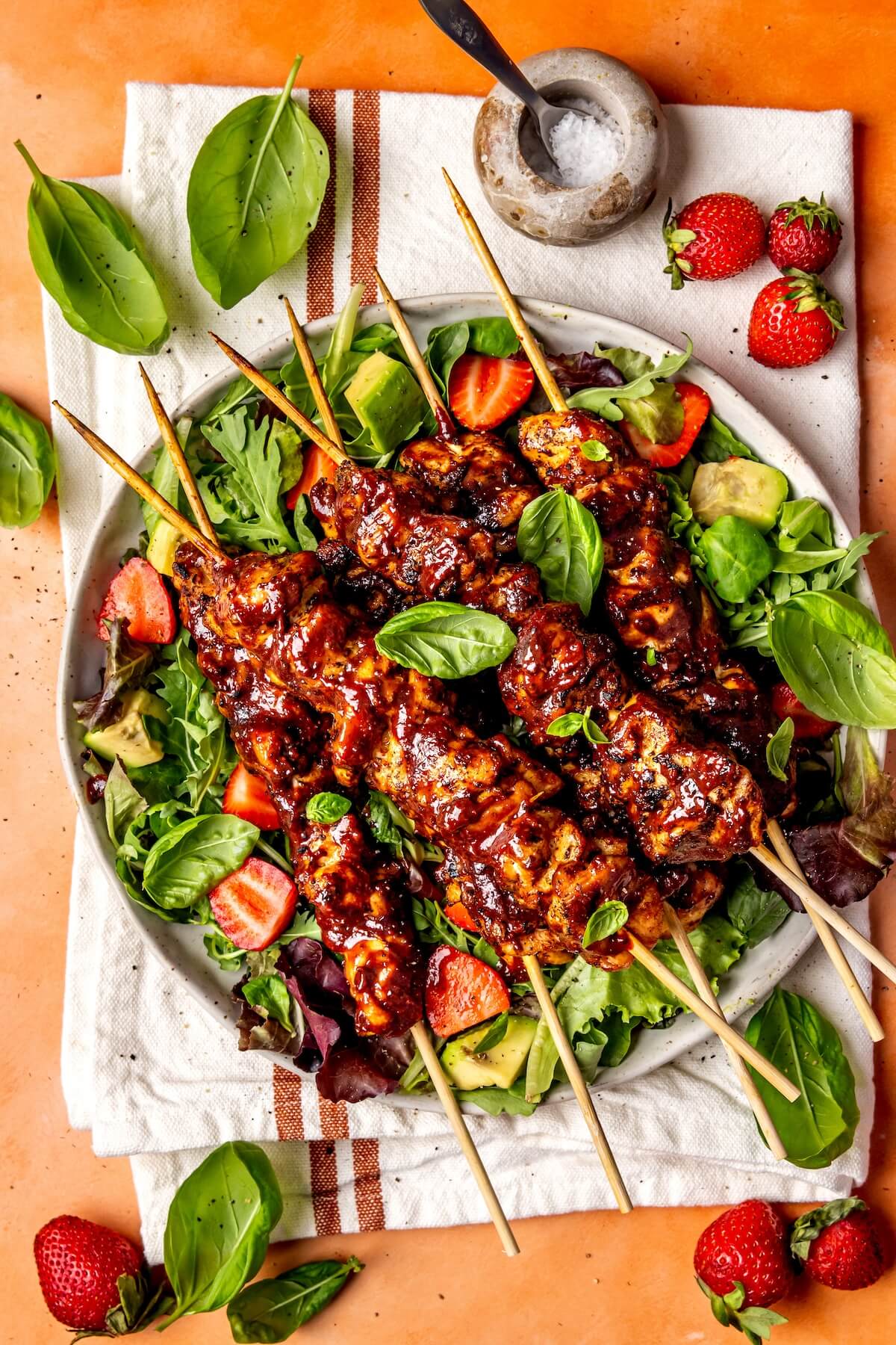 Strawberry Balsamic Glazed Chicken Skewers - Olivia Adriance