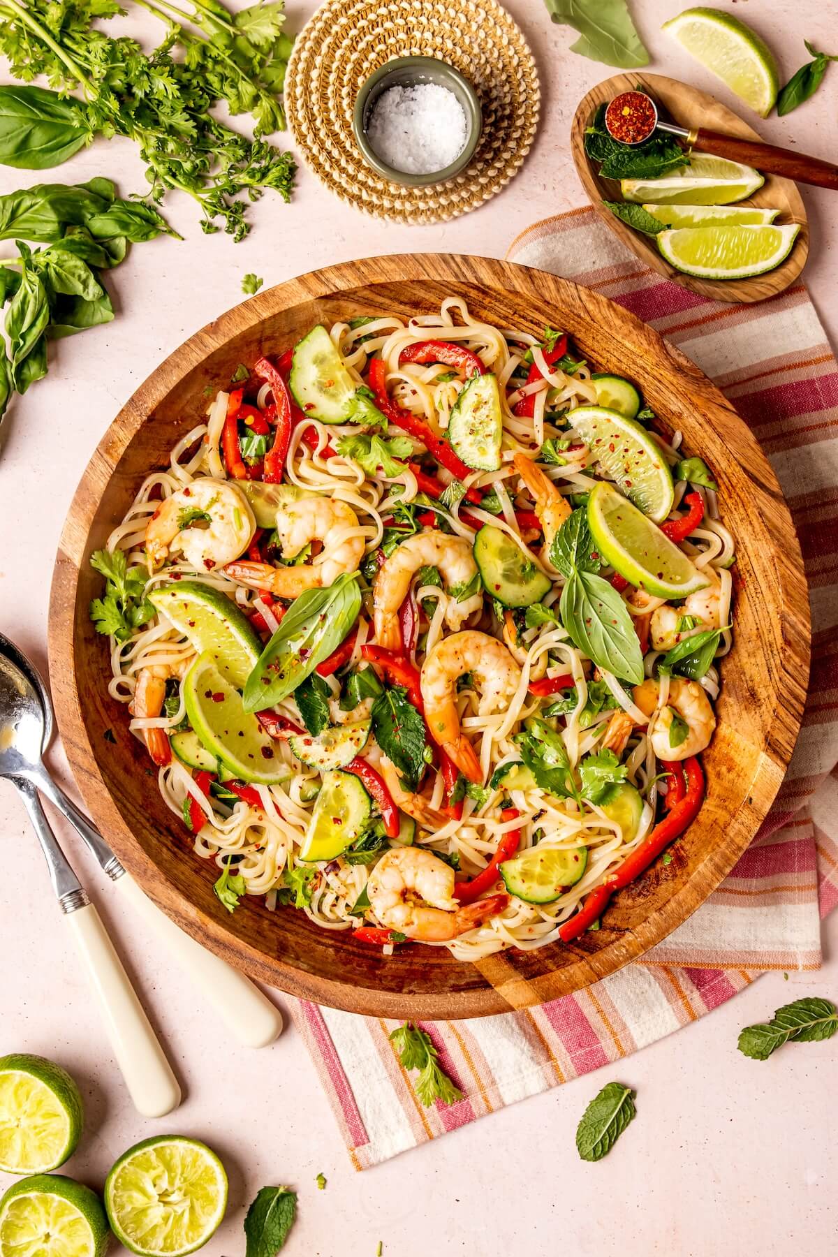 Thai Rice Noodle Salad with Poached Shrimp - Olivia Adriance
