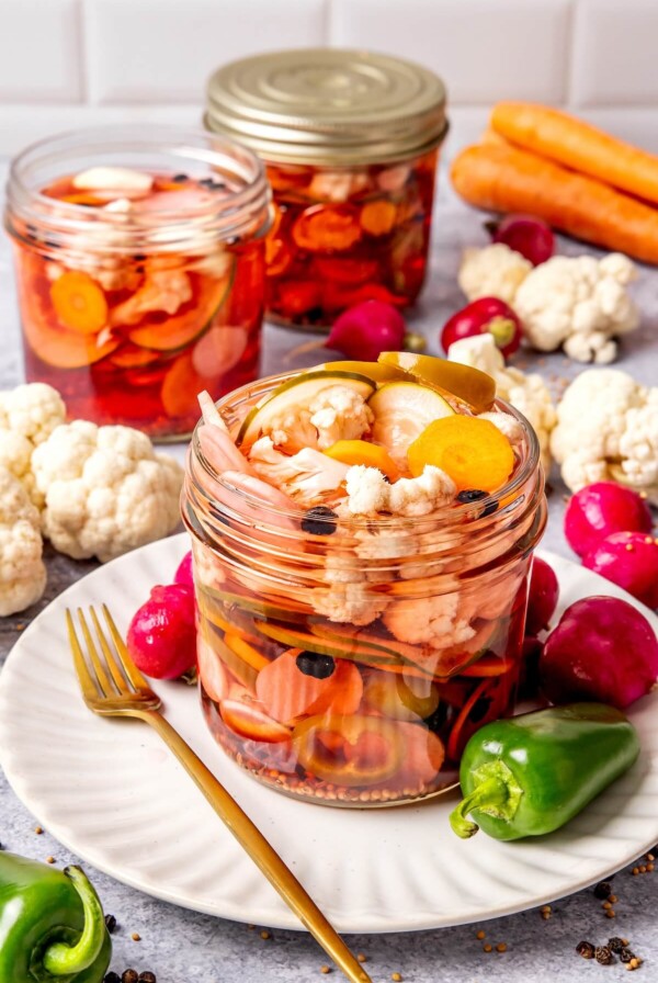 Quick and Easy Refrigerator Pickled Veggies - Olivia Adriance