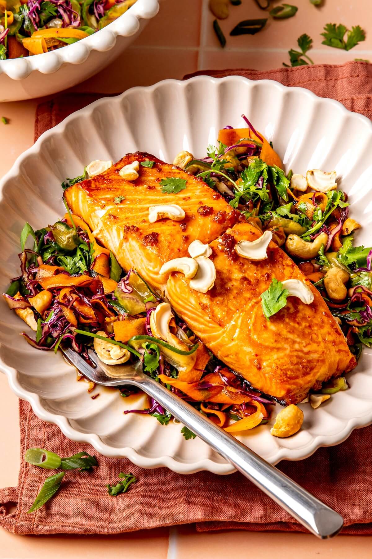 HONEY GINGER GLAZED SALMON AND SLAW