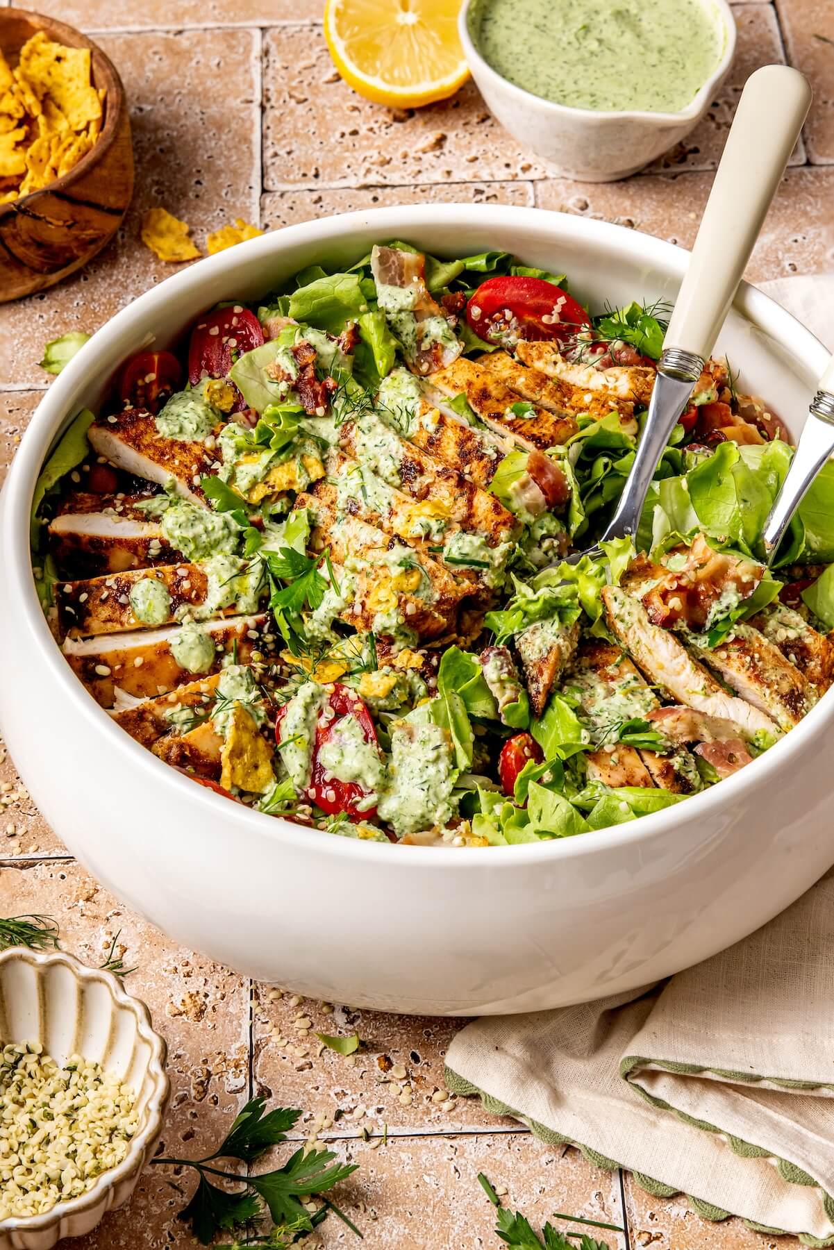 Chicken Bacon Green Goddess Ranch Salad - Olivia Adriance