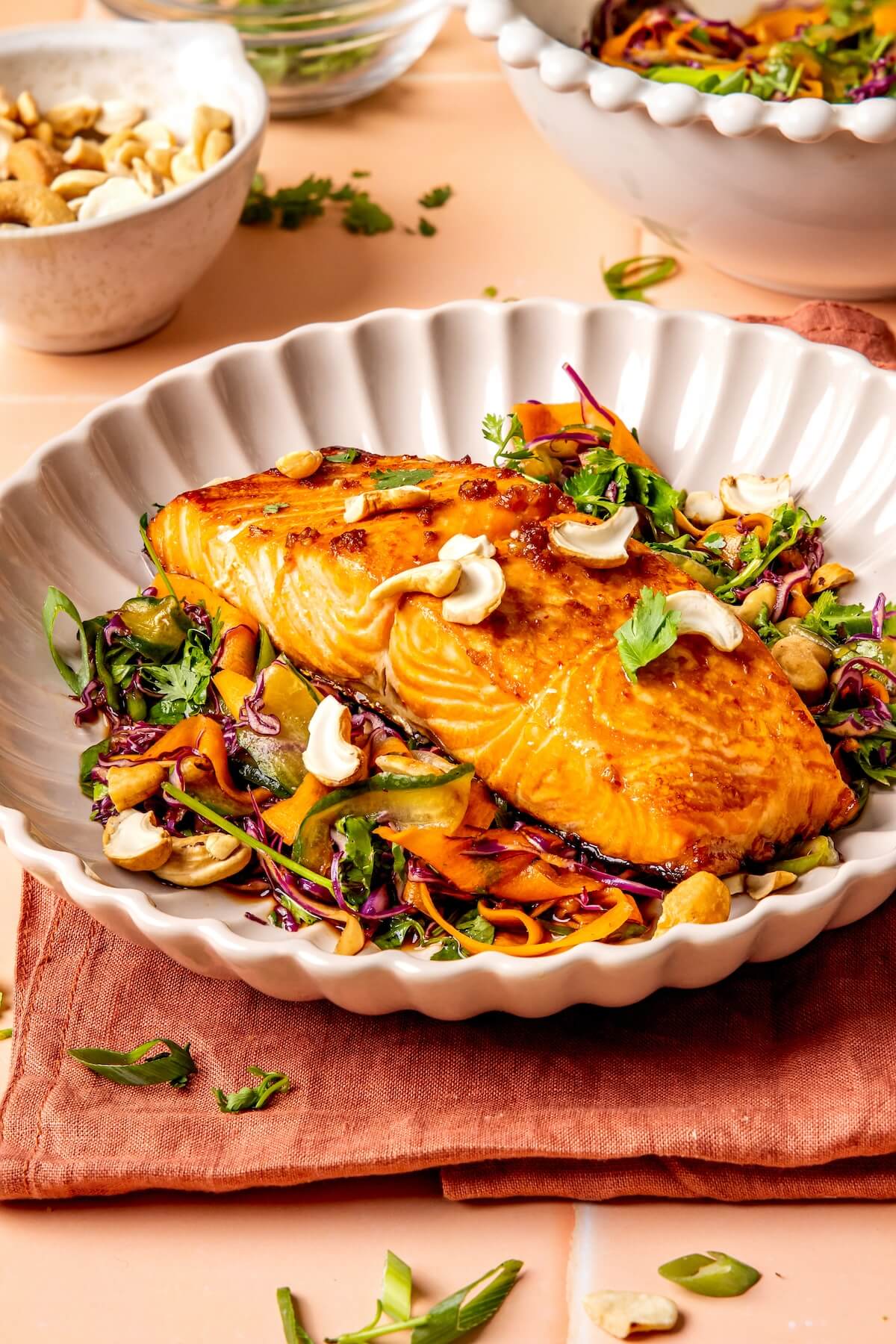 Ginger and Honey Glazed Salmon and Slaw - Olivia Adriance