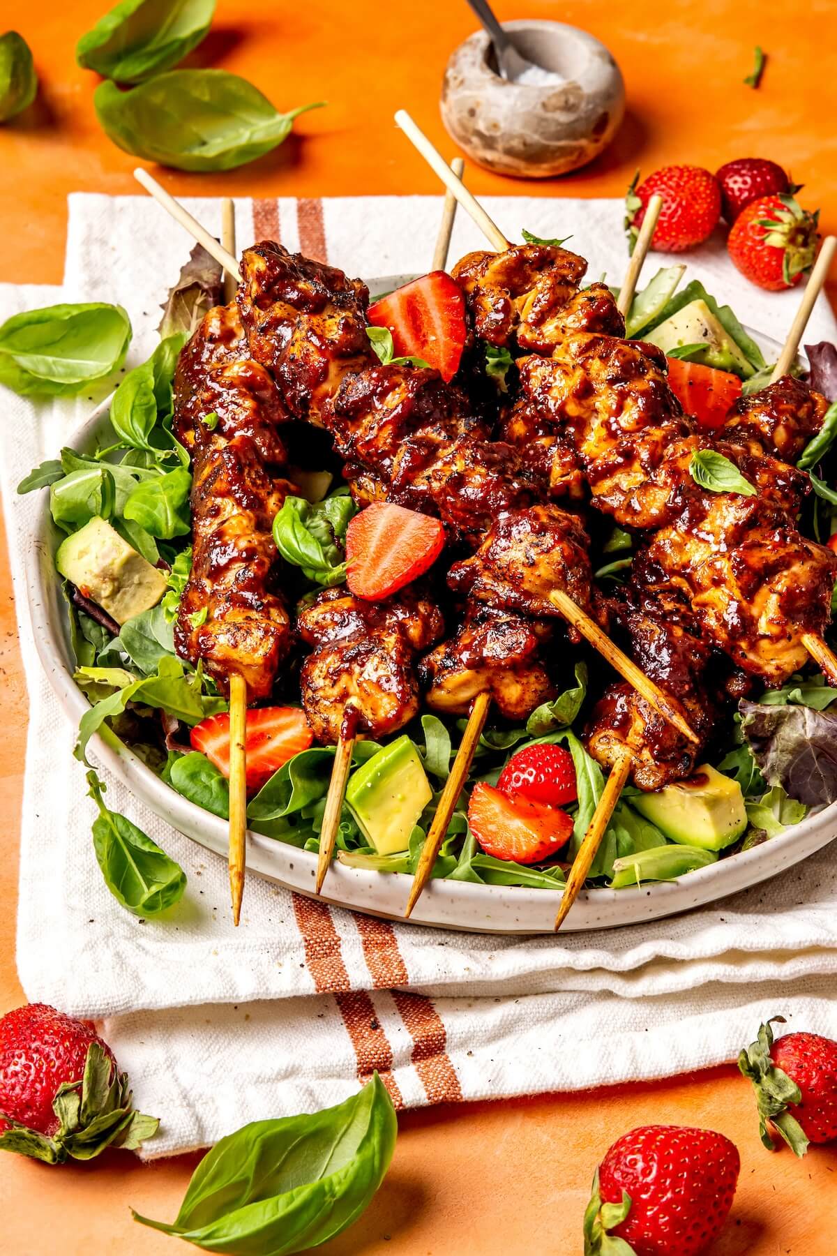 Strawberry Balsamic Glazed Chicken Skewers - Olivia Adriance