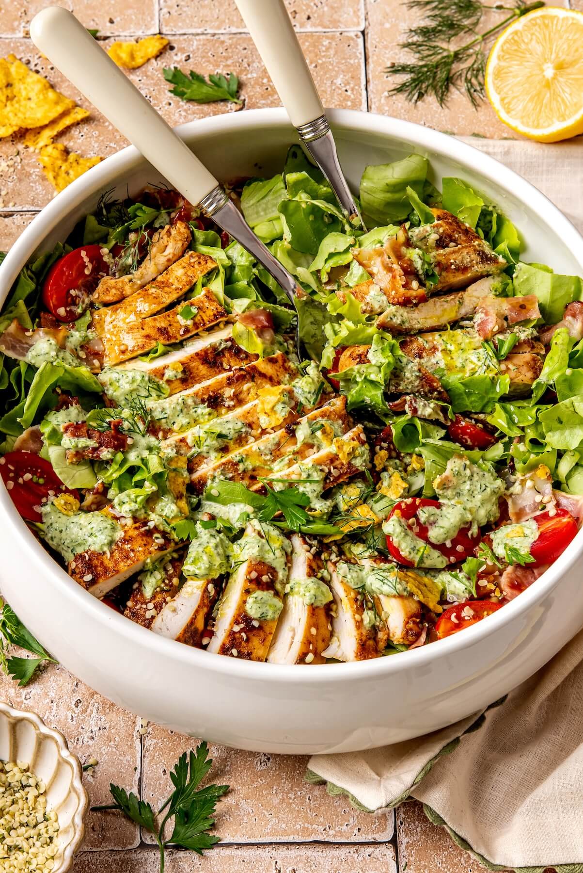 Chicken Bacon Green Goddess Ranch Salad - Olivia Adriance