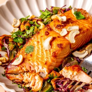 Ginger and Honey Glazed Salmon and Slaw - Olivia Adriance