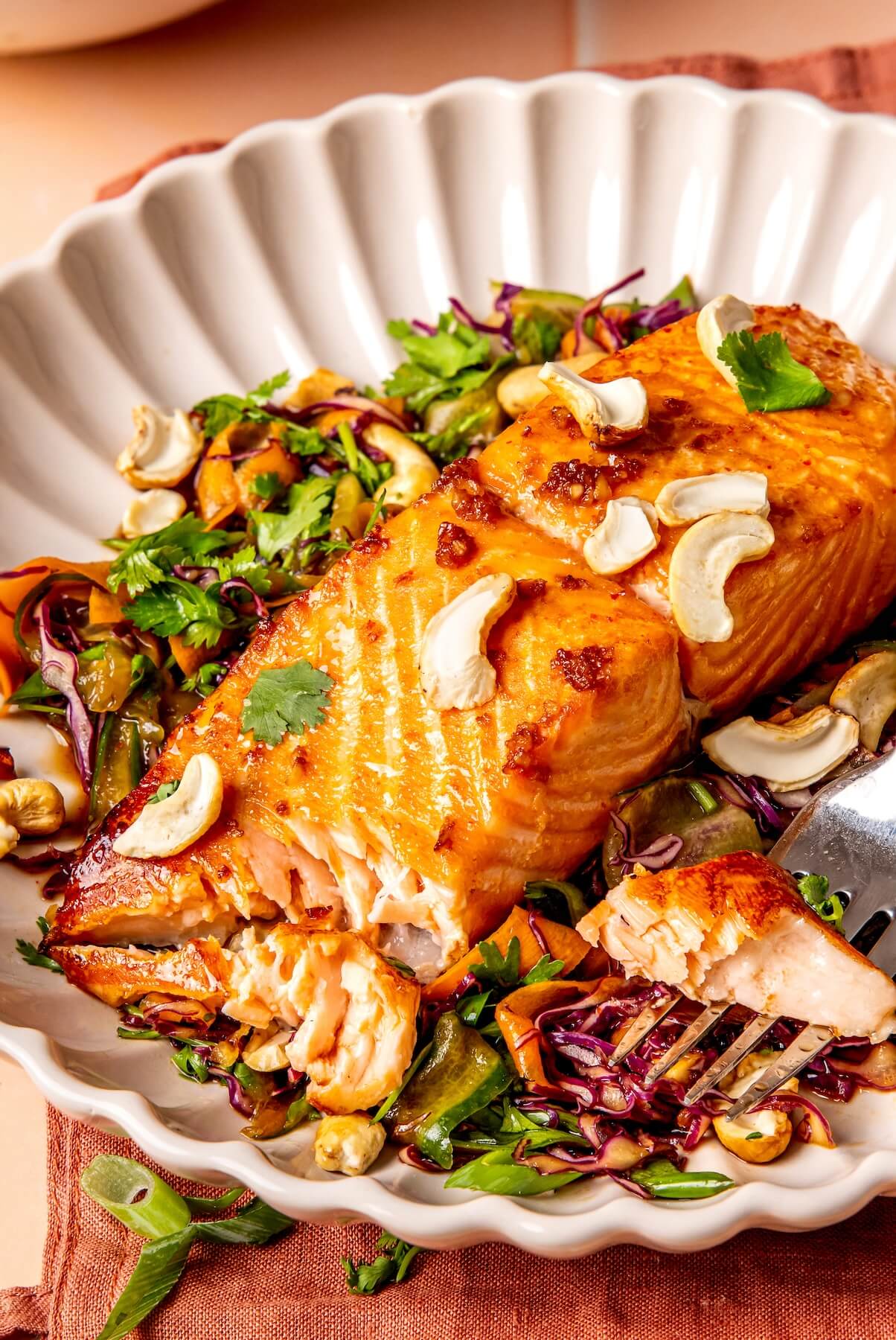 Ginger and Honey Glazed Salmon and Slaw - Olivia Adriance