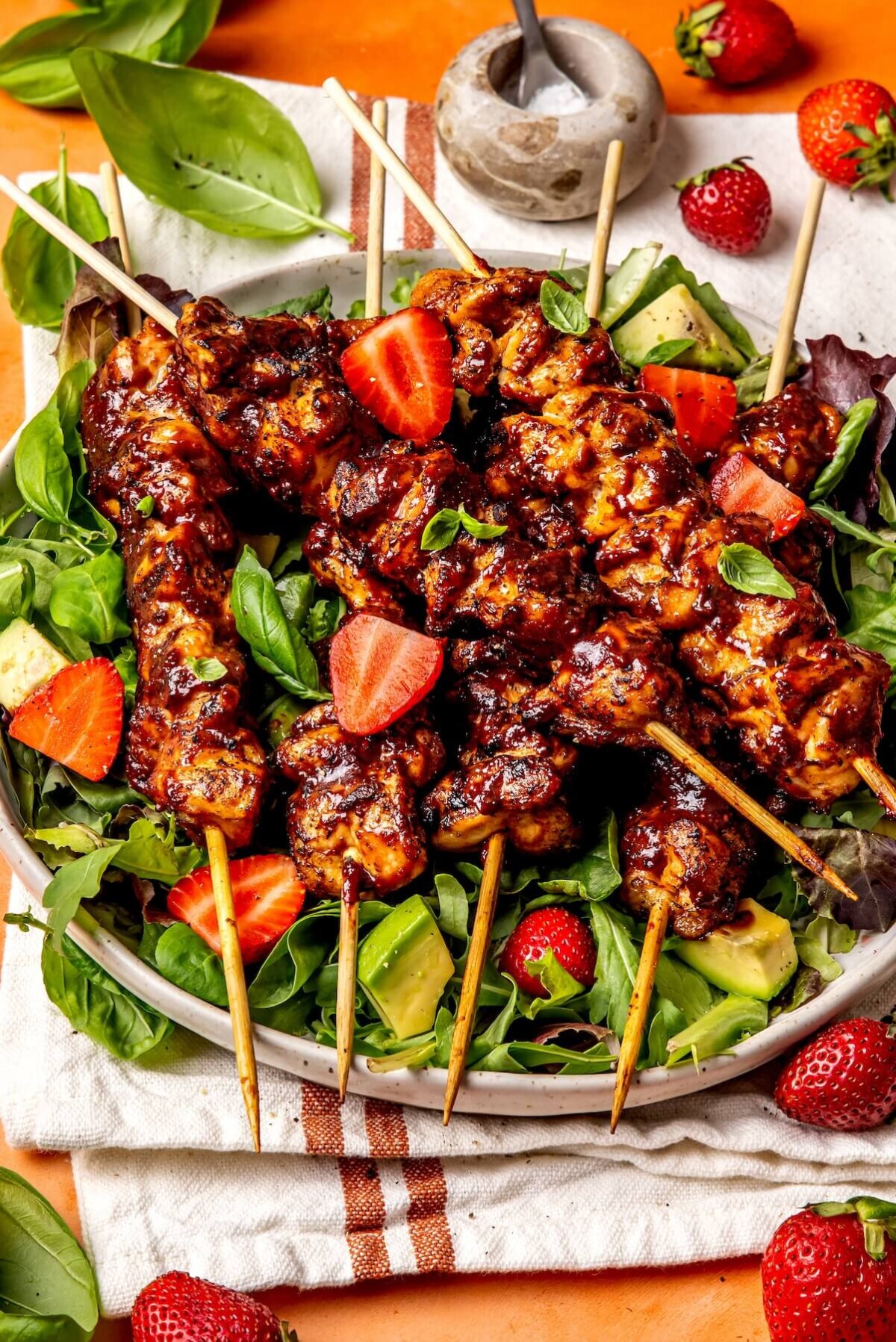 Strawberry Balsamic Glazed Chicken Skewers - Olivia Adriance