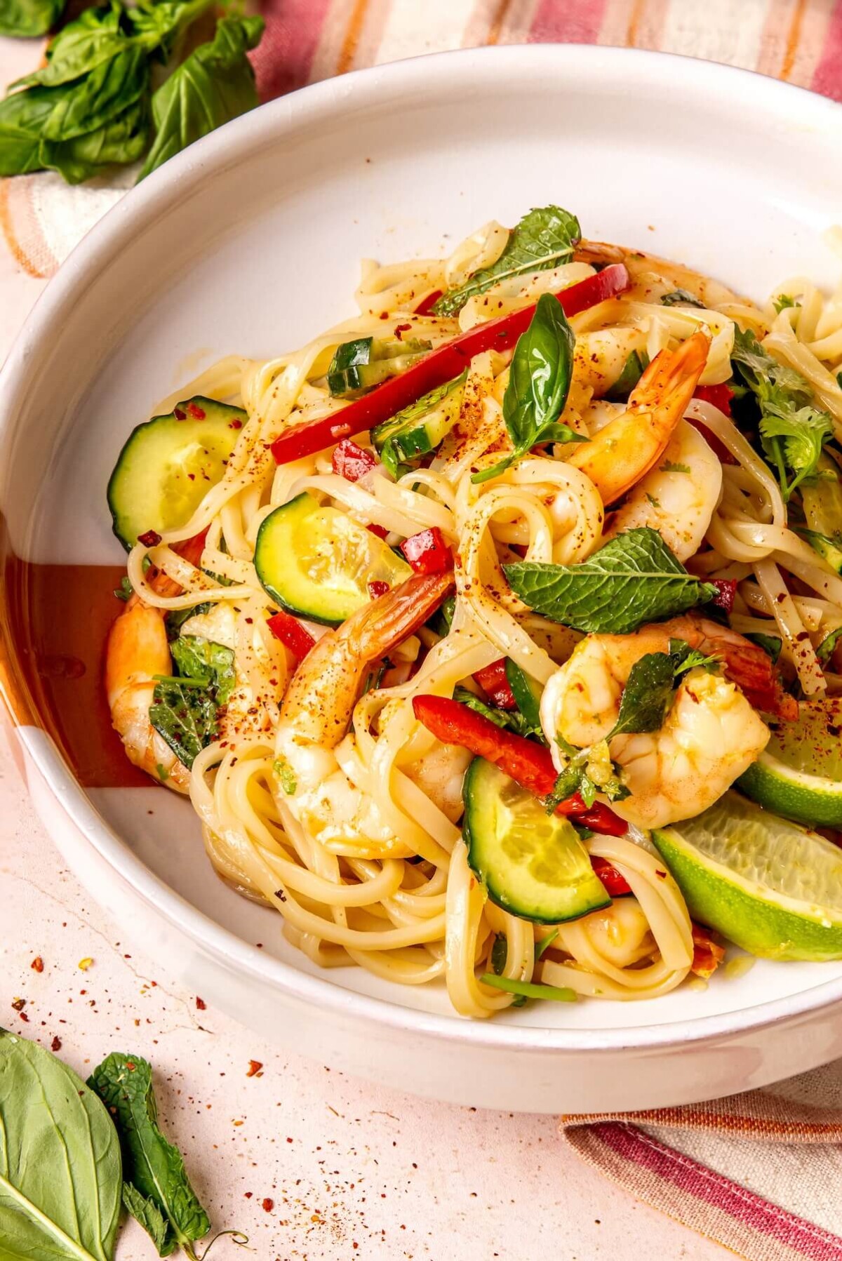 Thai Rice Noodle Salad with Poached Shrimp - Olivia Adriance