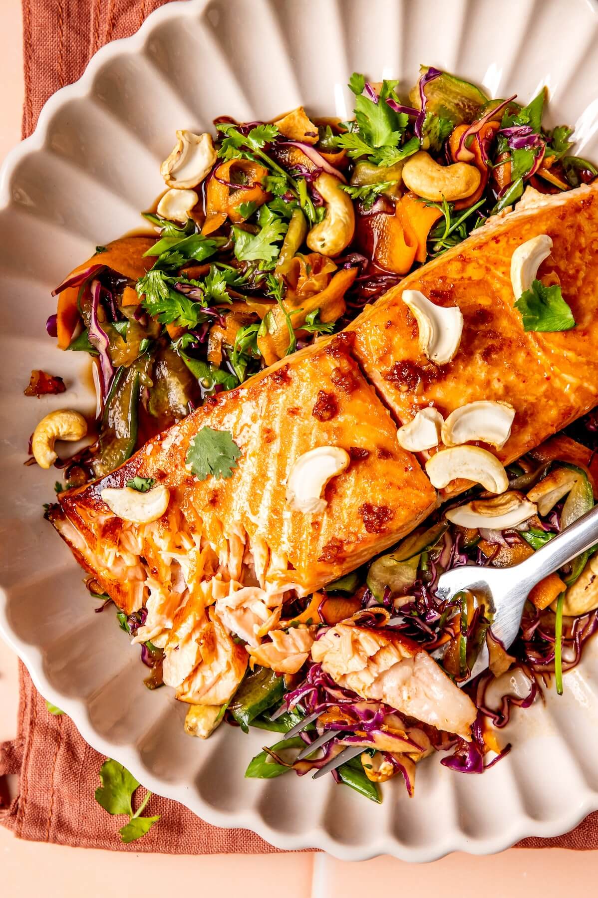 Ginger and Honey Glazed Salmon and Slaw - Olivia Adriance