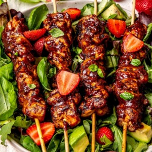 Strawberry Balsamic Glazed Chicken Skewers - Olivia Adriance