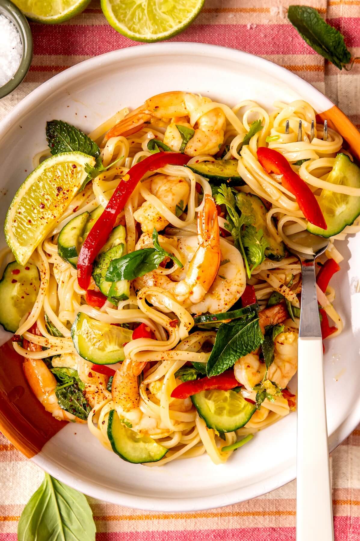 Thai Rice Noodle Salad with Poached Shrimp - Olivia Adriance