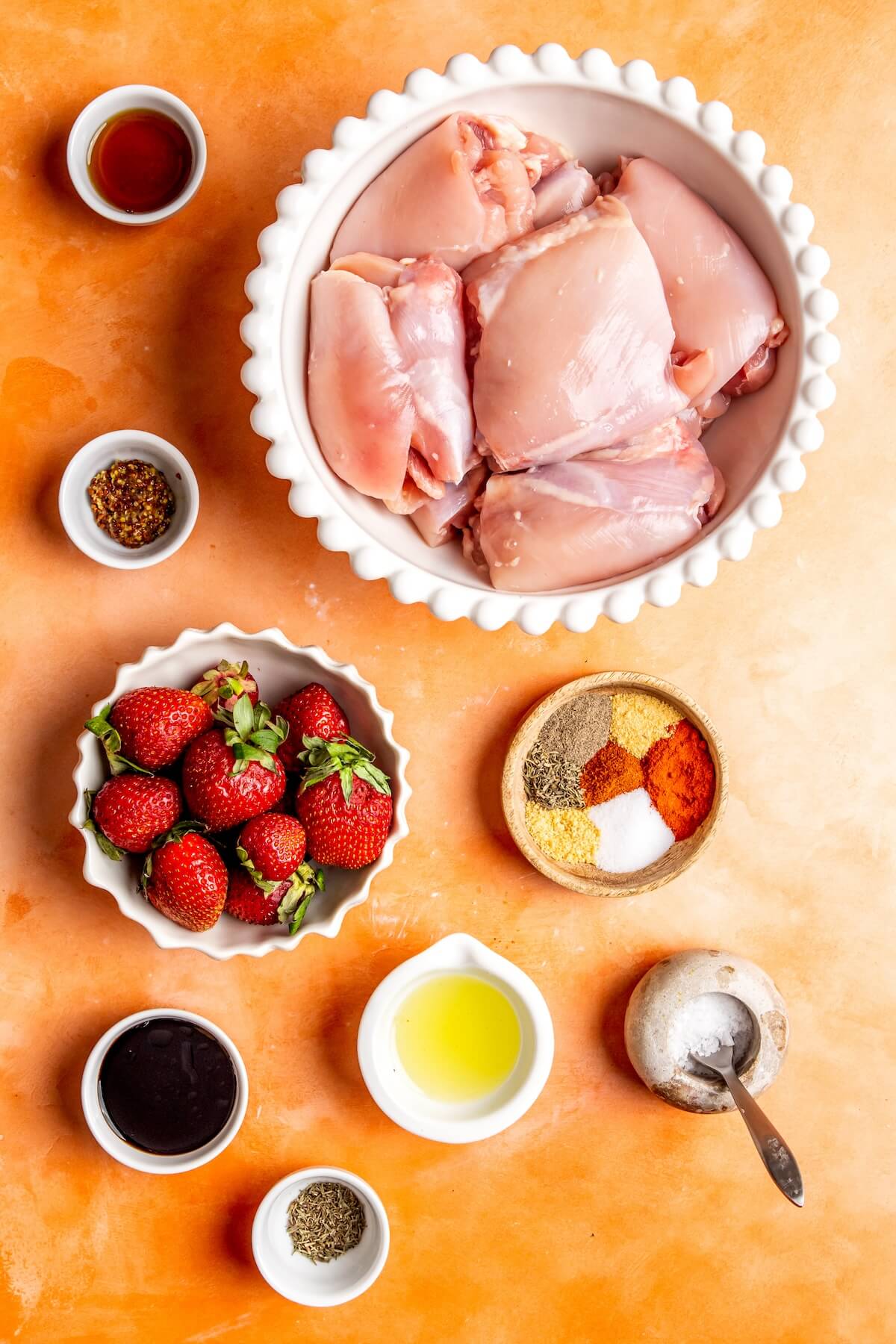 Ingredients for Strawberry Balsamic Glazed Chicken Skewers - Olivia Adriance