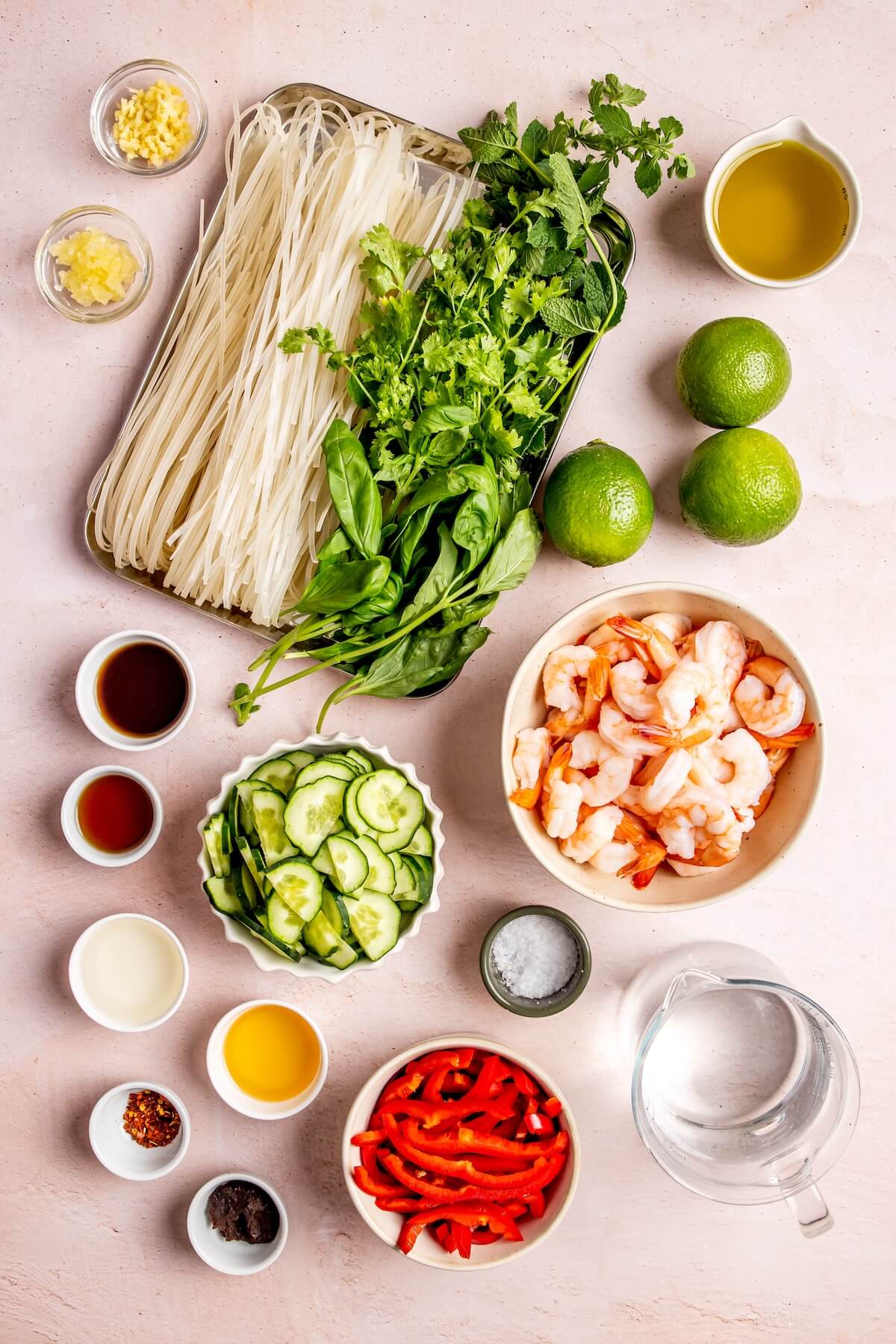 Ingredients for Thai Rice Noodle Salad with Poached Shrimp - Olivia Adriance