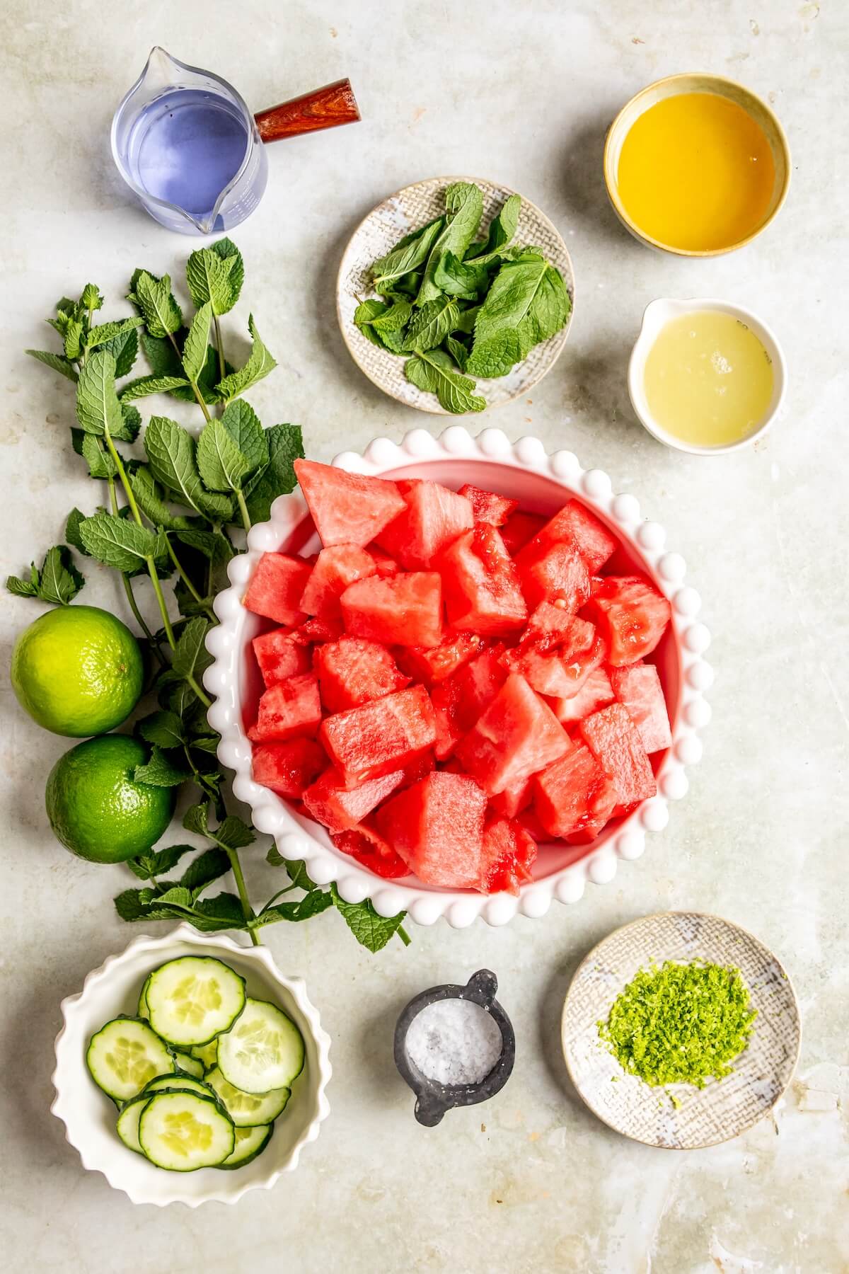 Ingredients for Watermelon Cucumber Cocktail - Olivia Adriance