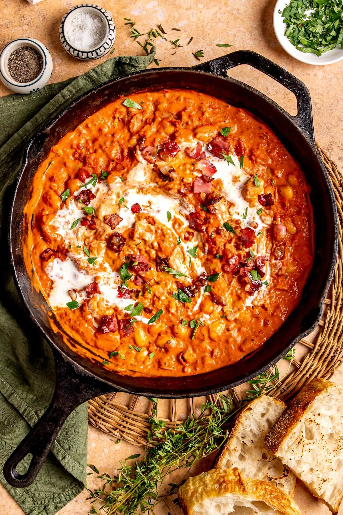 Creamy Bacon Butter Beans - Olivia Adriance