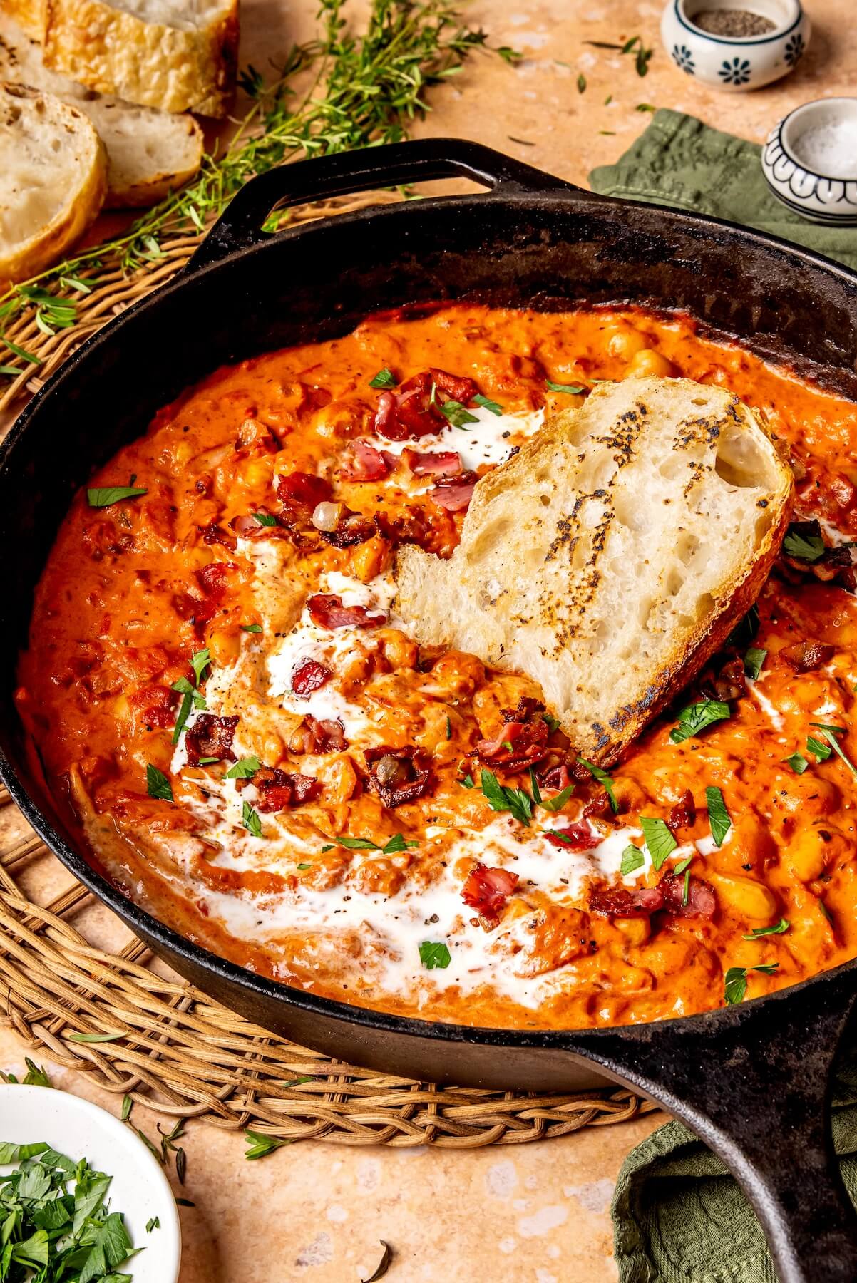 Creamy Bacon Butter Beans - Olivia Adriance
