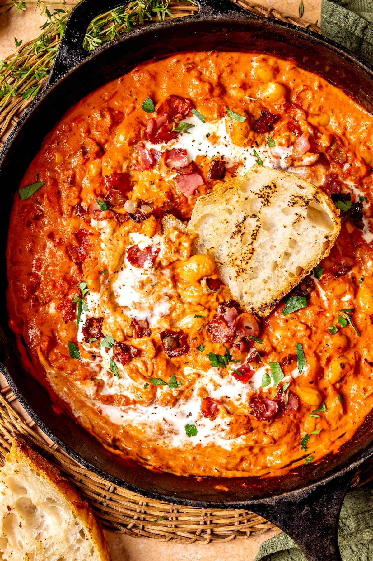 Creamy Bacon Butter Beans - Olivia Adriance