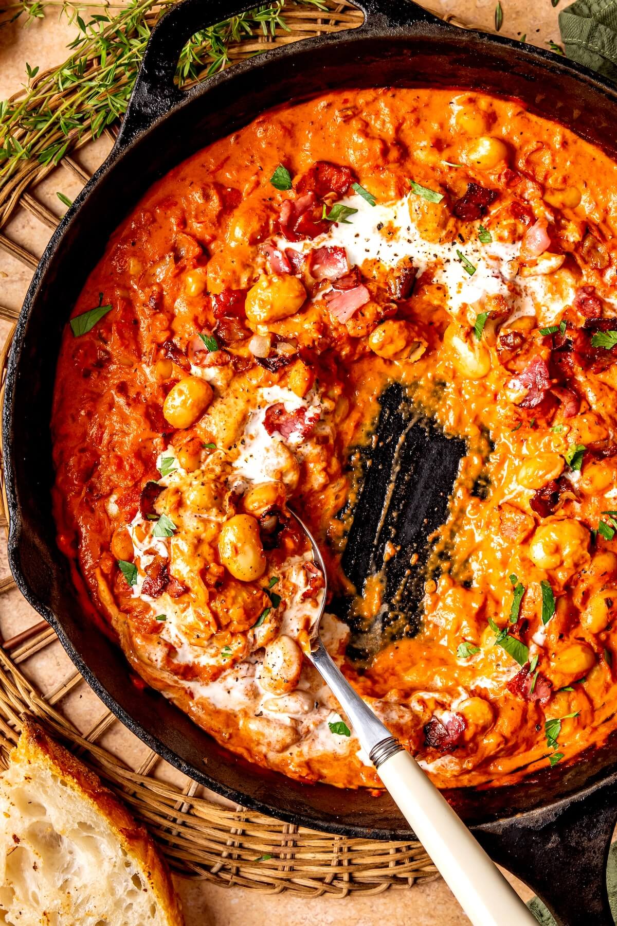 Creamy Bacon Butter Beans - Olivia Adriance
