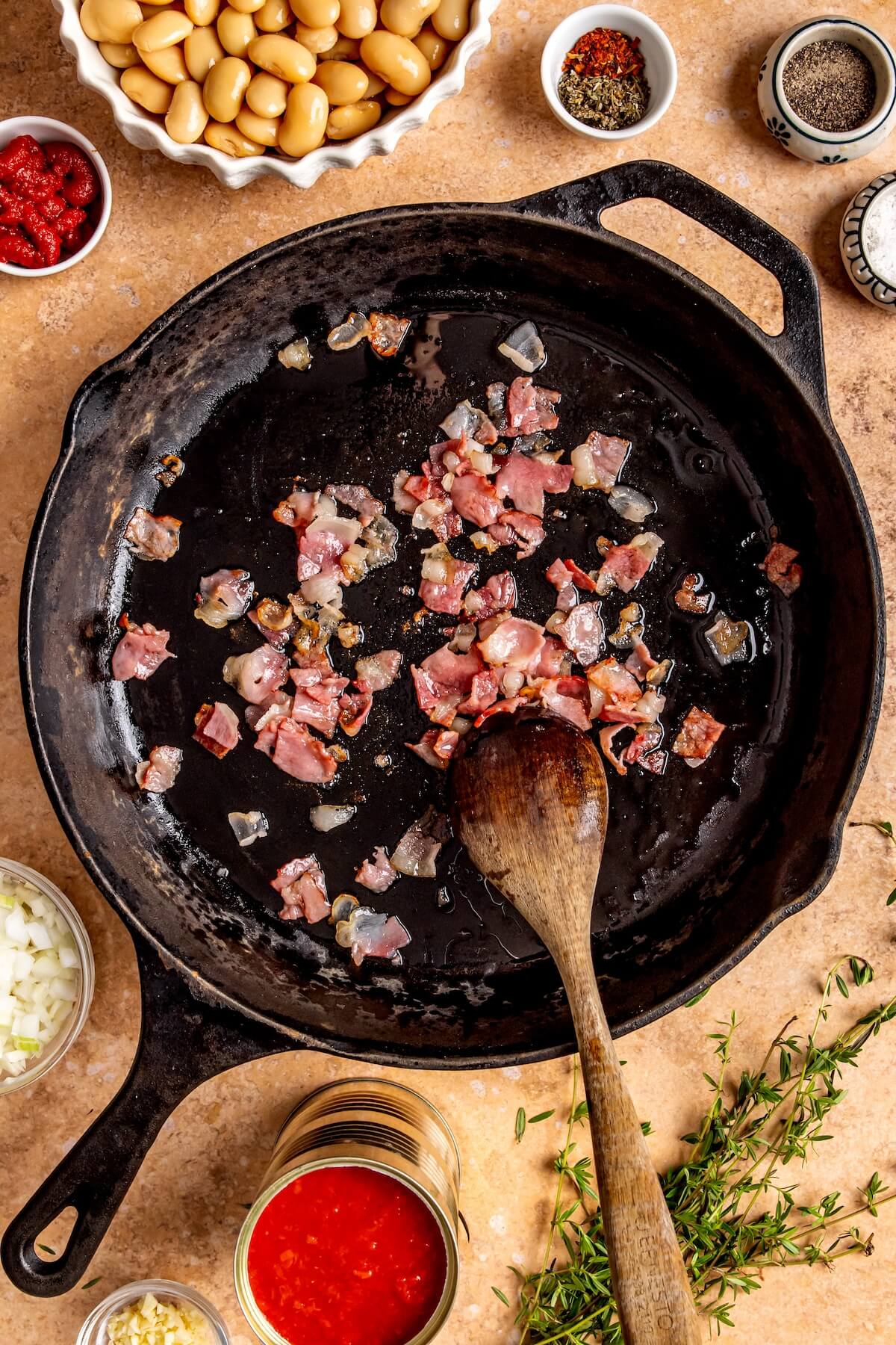 How to Make Creamy Bacon Butter Beans Step 1 - Olivia Adriance