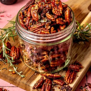 Maple Roasted Candied Rosemary Pecans - Olivia Adriance