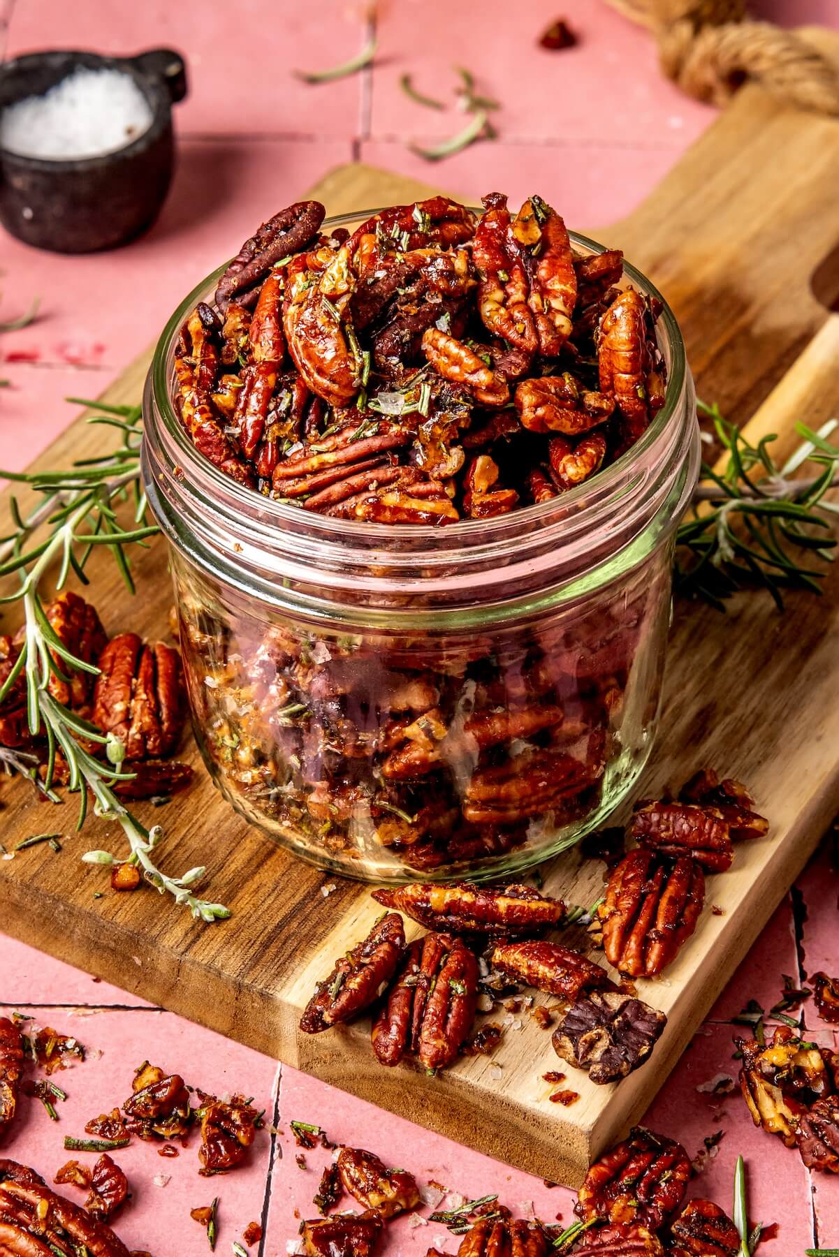 Maple Roasted Candied Rosemary Pecans - Olivia Adriance