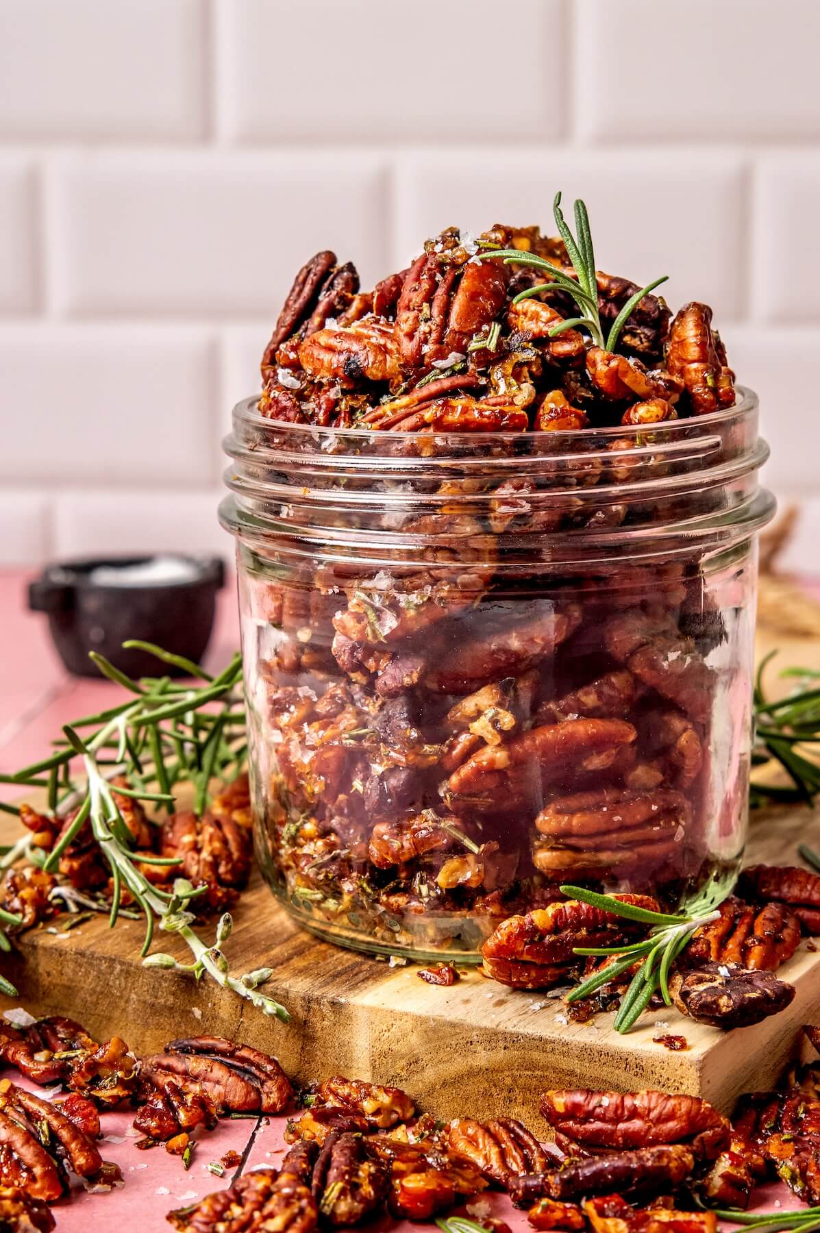 Maple Roasted Candied Rosemary Pecans - Olivia Adriance