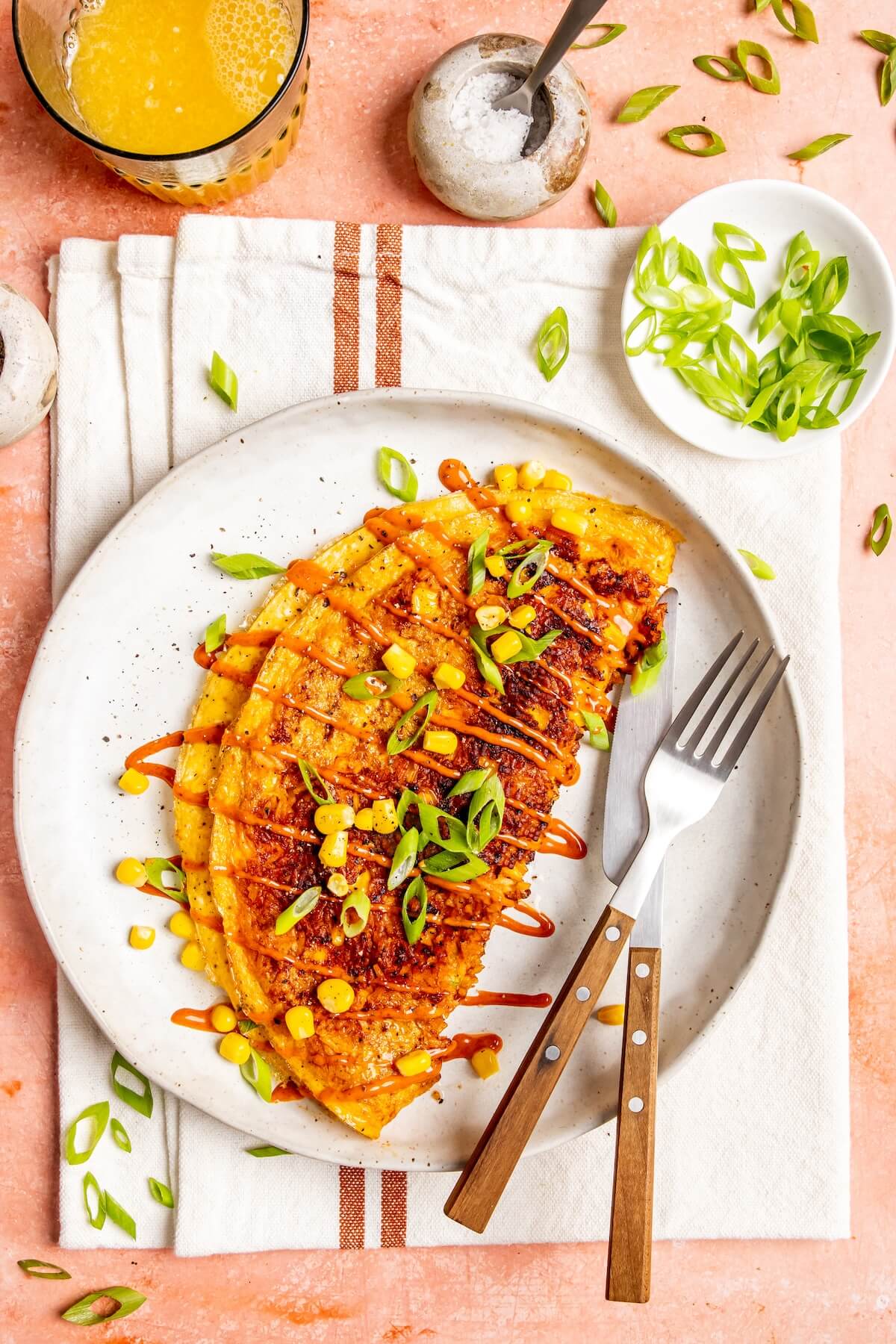 Crispy Rice Omelette with Corn and Scallion - Olivia Adriance