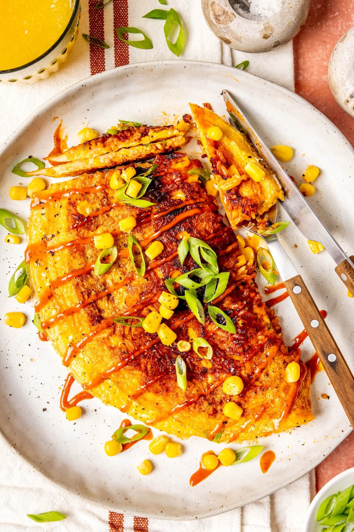 Crispy Rice Omelette with Corn and Scallion - Olivia Adriance