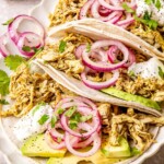 Slow Cooker Salsa Verde Chicken Tacos - Olivia Adriance