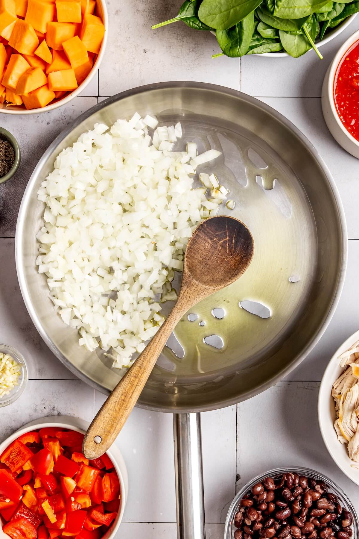 How to Make One Pan Chicken Enchilada Skillet Step 1 - Olivia Adriance