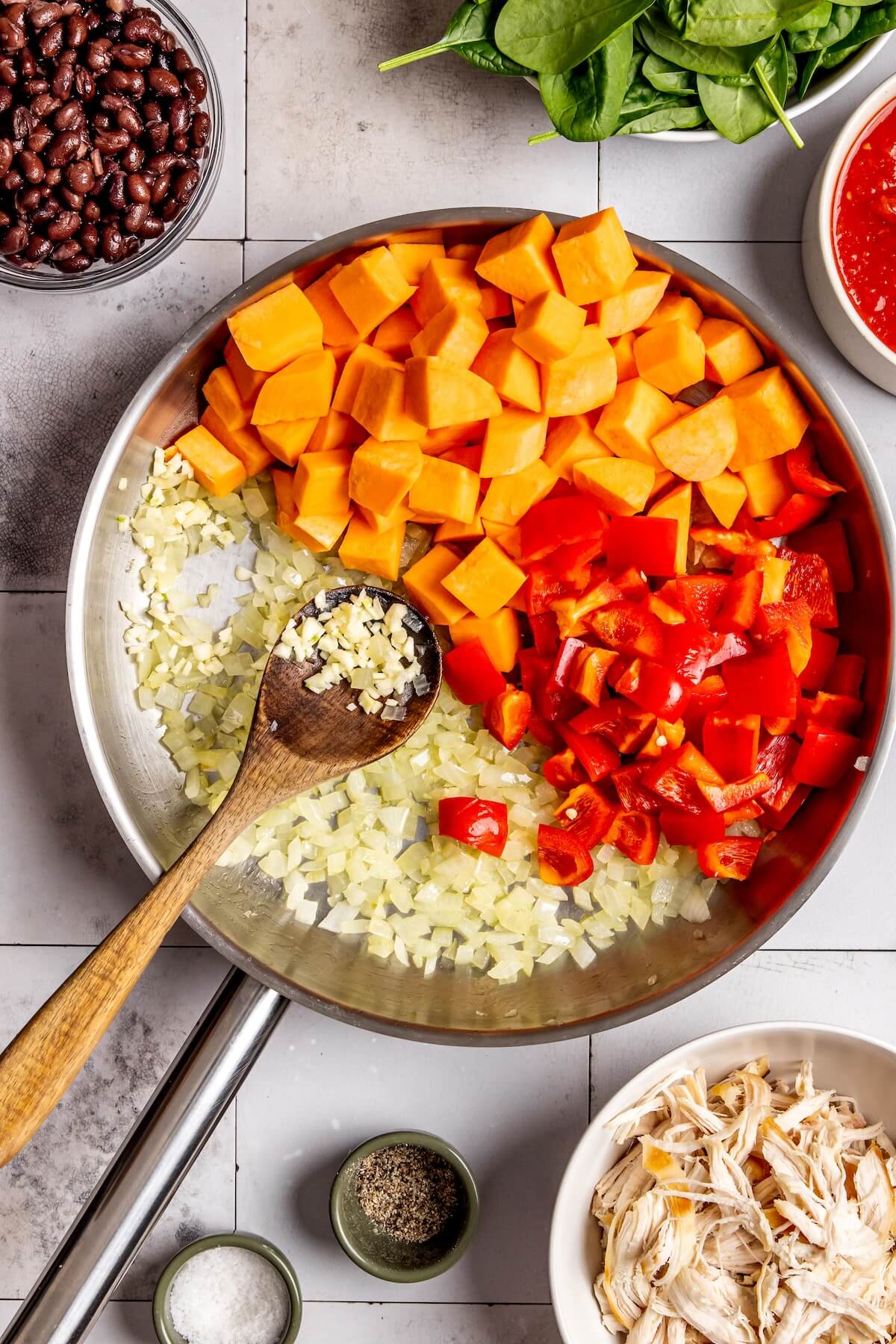 How to Make One Pan Chicken Enchilada Skillet Step 2 - Olivia Adriance