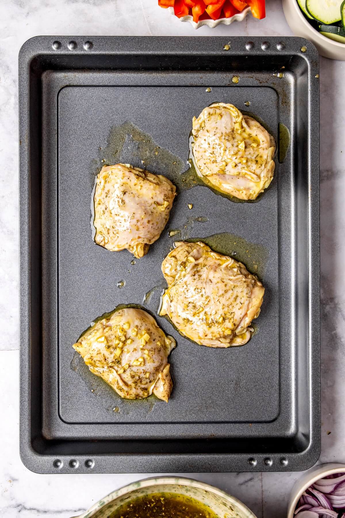 How to Make Sheet Pan Greek Chicken and Veggies Step 3 - Olivia Adriance