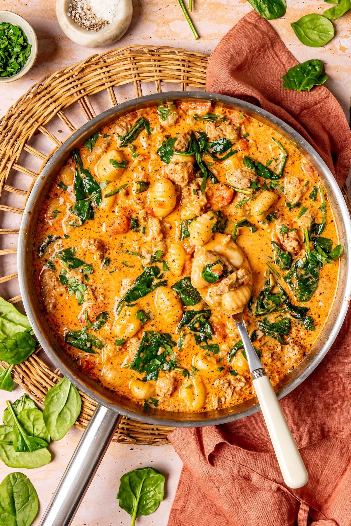 One Pot Creamy Italian Sausage Gnocchi GF DF - Olivia Adriance