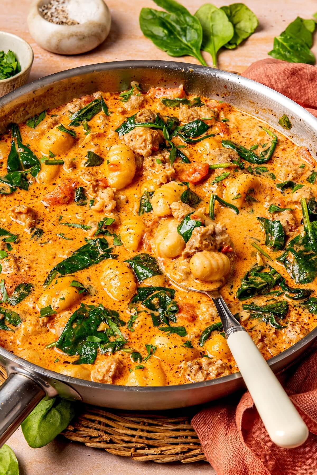 One Pot Creamy Italian Sausage Gnocchi GF DF - Olivia Adriance