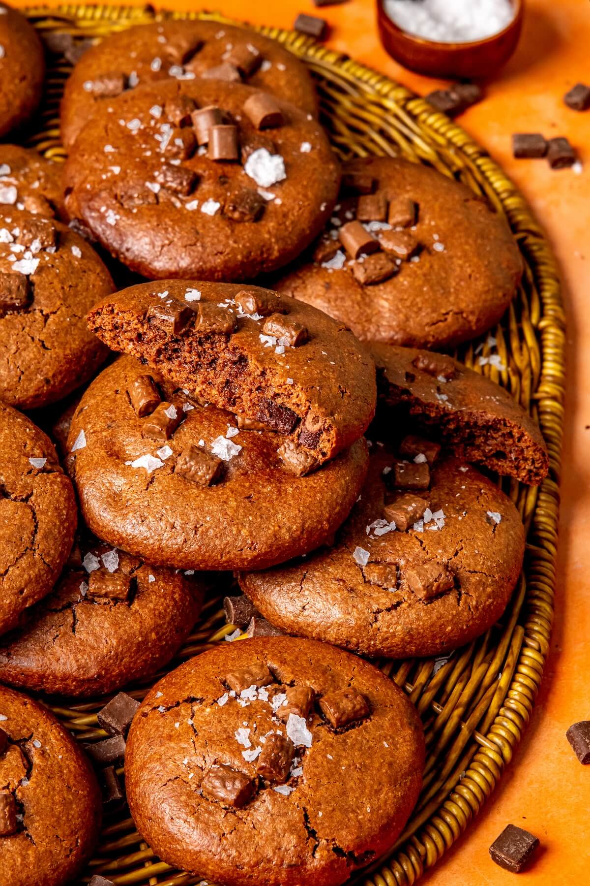 Soft Baked Double Chocolate Chip Cookies - Olivia Adriance