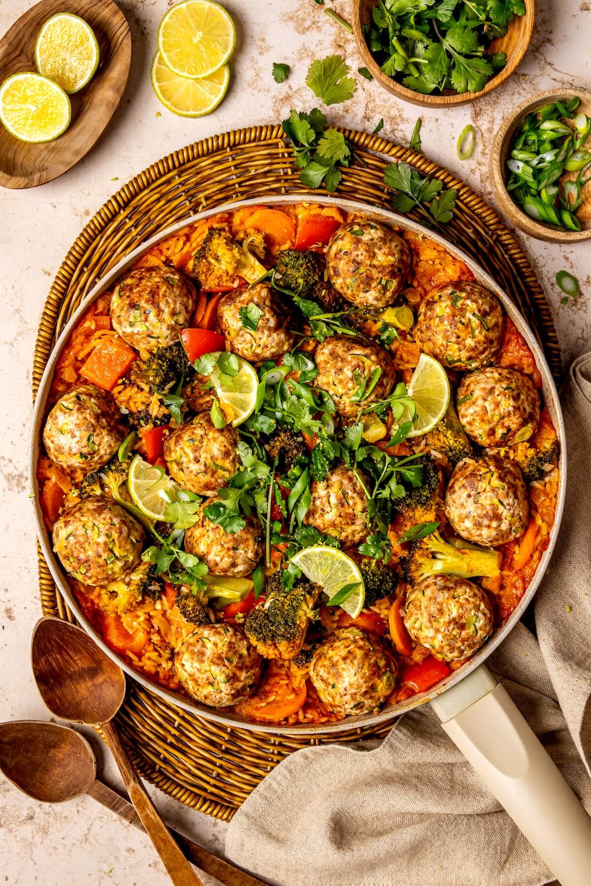 One Pot Turkey Thai Curry Meatballs and Rice - Olivia Adriance