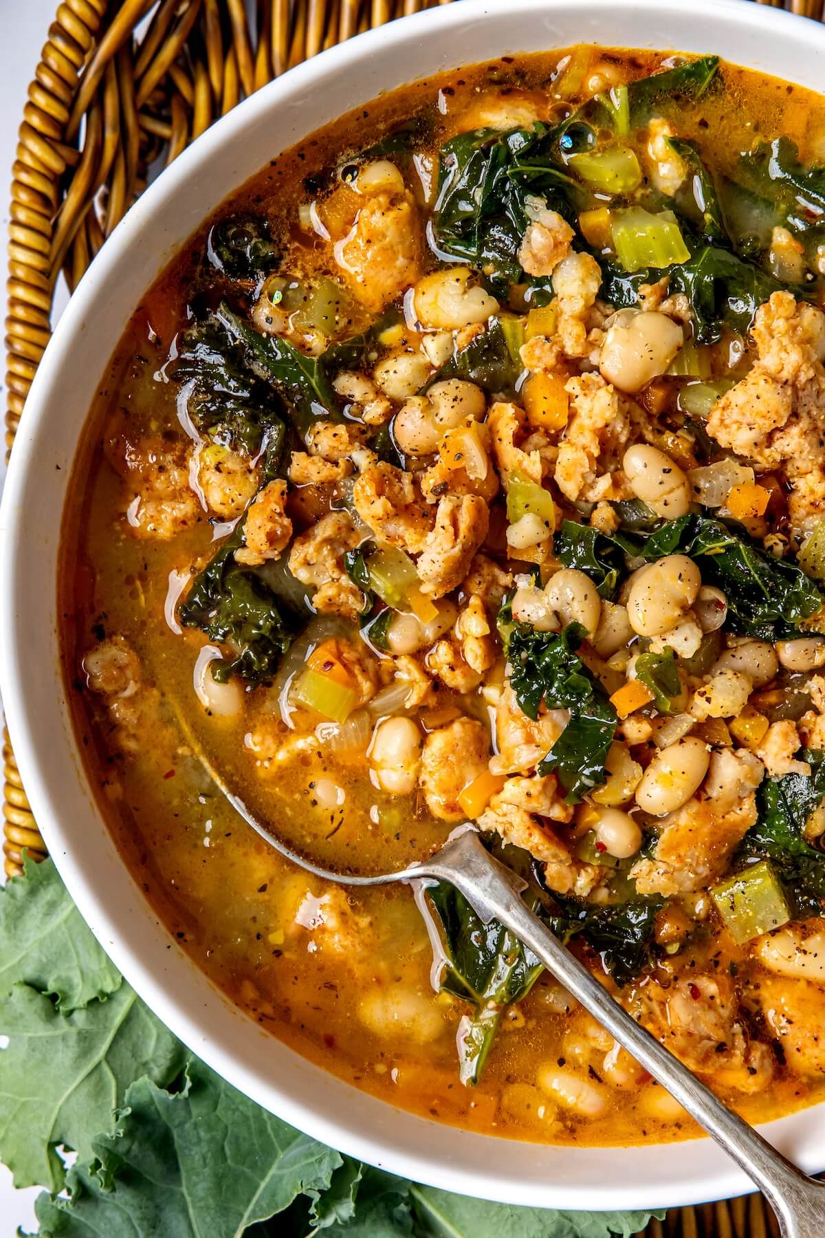 20 Minute Sausage, Kale and White Bean Soup - Olivia Adriance