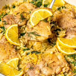 One Pot Greek Lemon Chicken and Orzo - Olivia Adriance