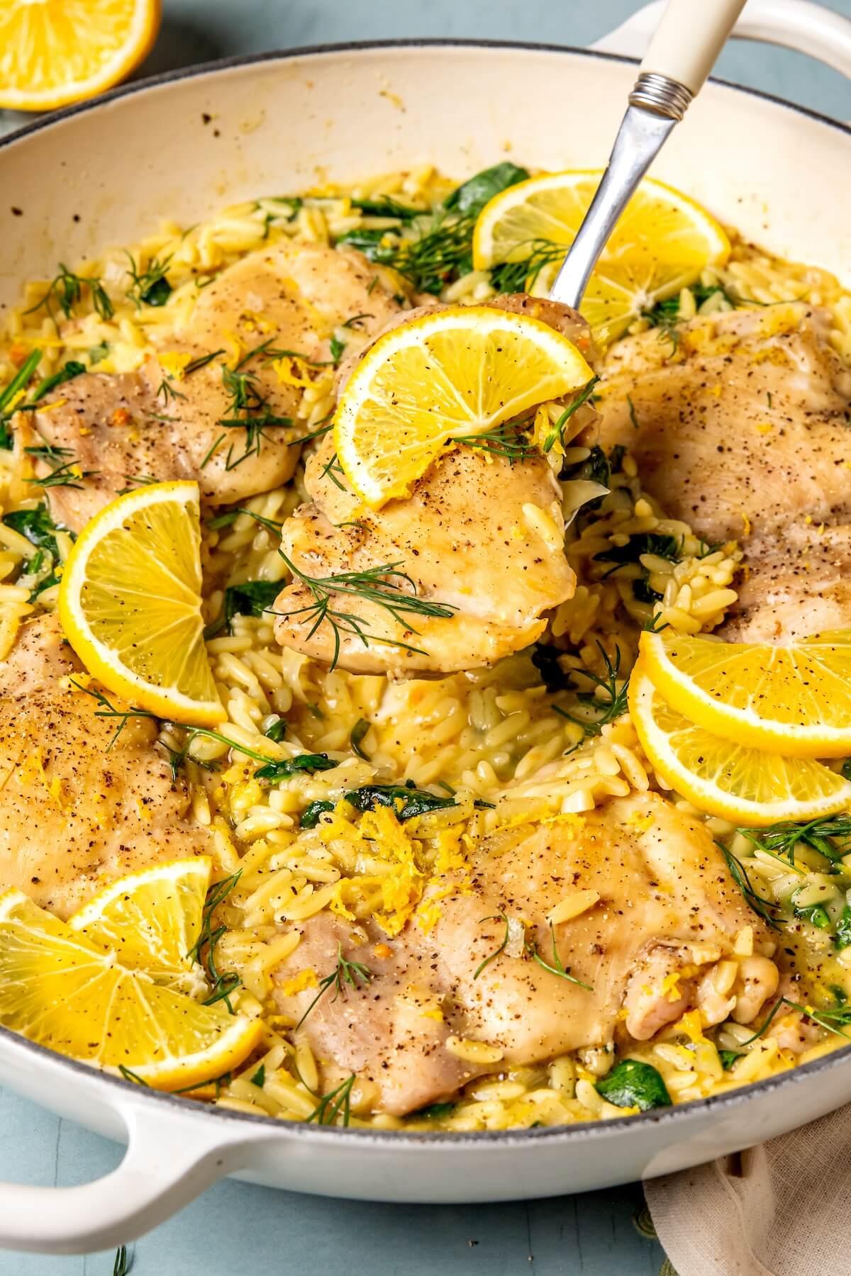 One Pot Greek Lemon Chicken and Orzo - Olivia Adriance