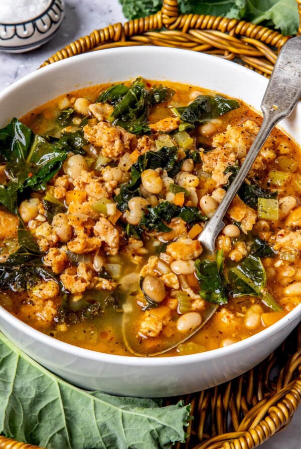 20 Minute Sausage, Kale and White Bean Soup - Olivia Adriance