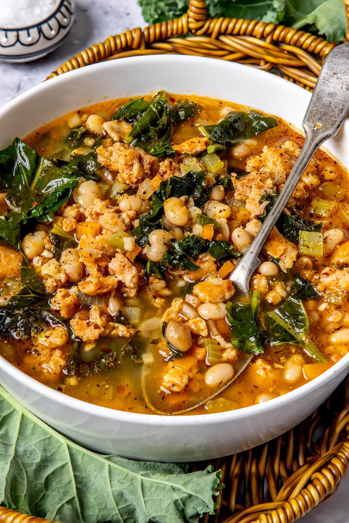 20 Minute Sausage, Kale and White Bean Soup - Olivia Adriance