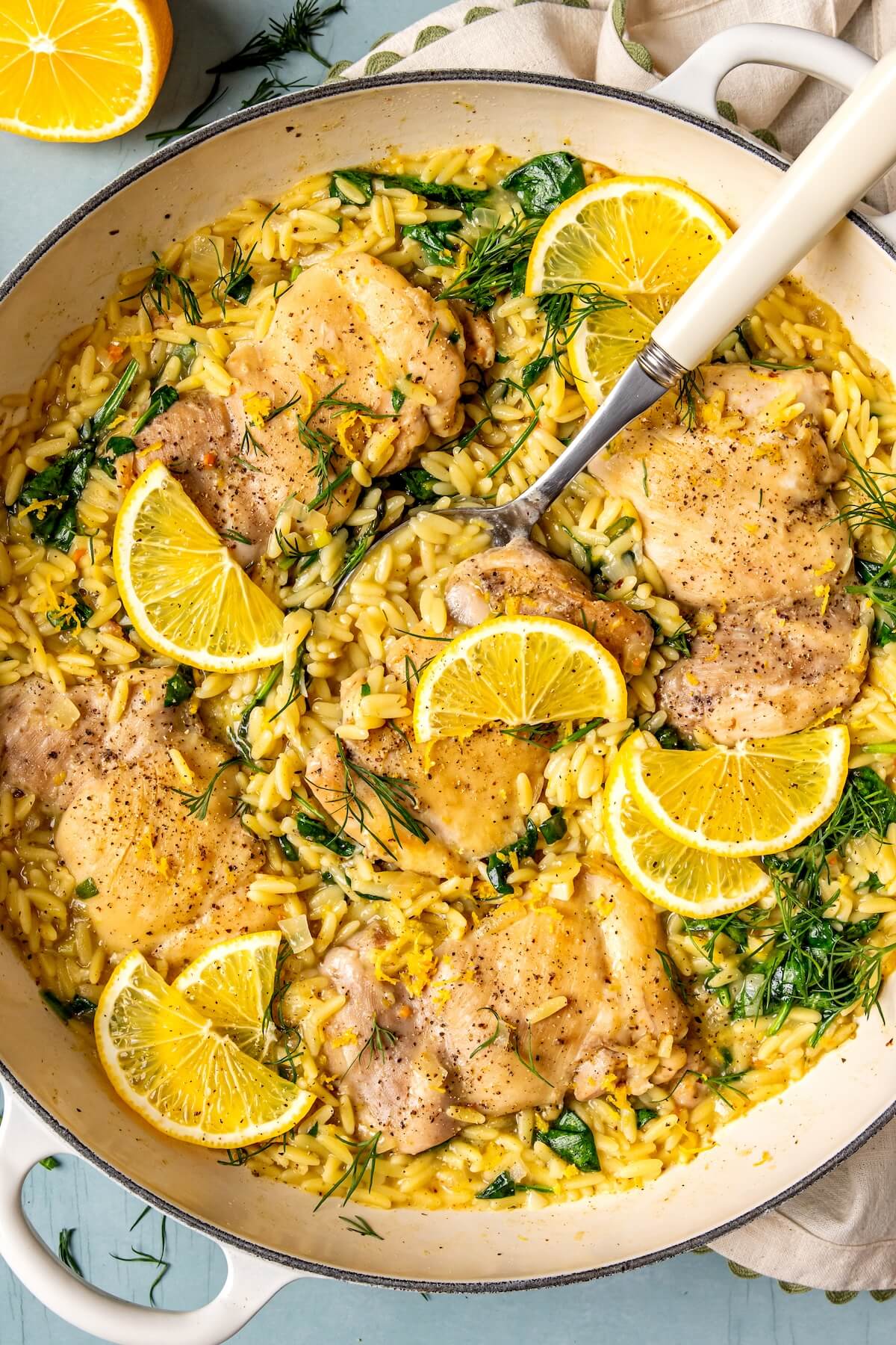 One Pot Greek Lemon Chicken and Orzo - Olivia Adriance