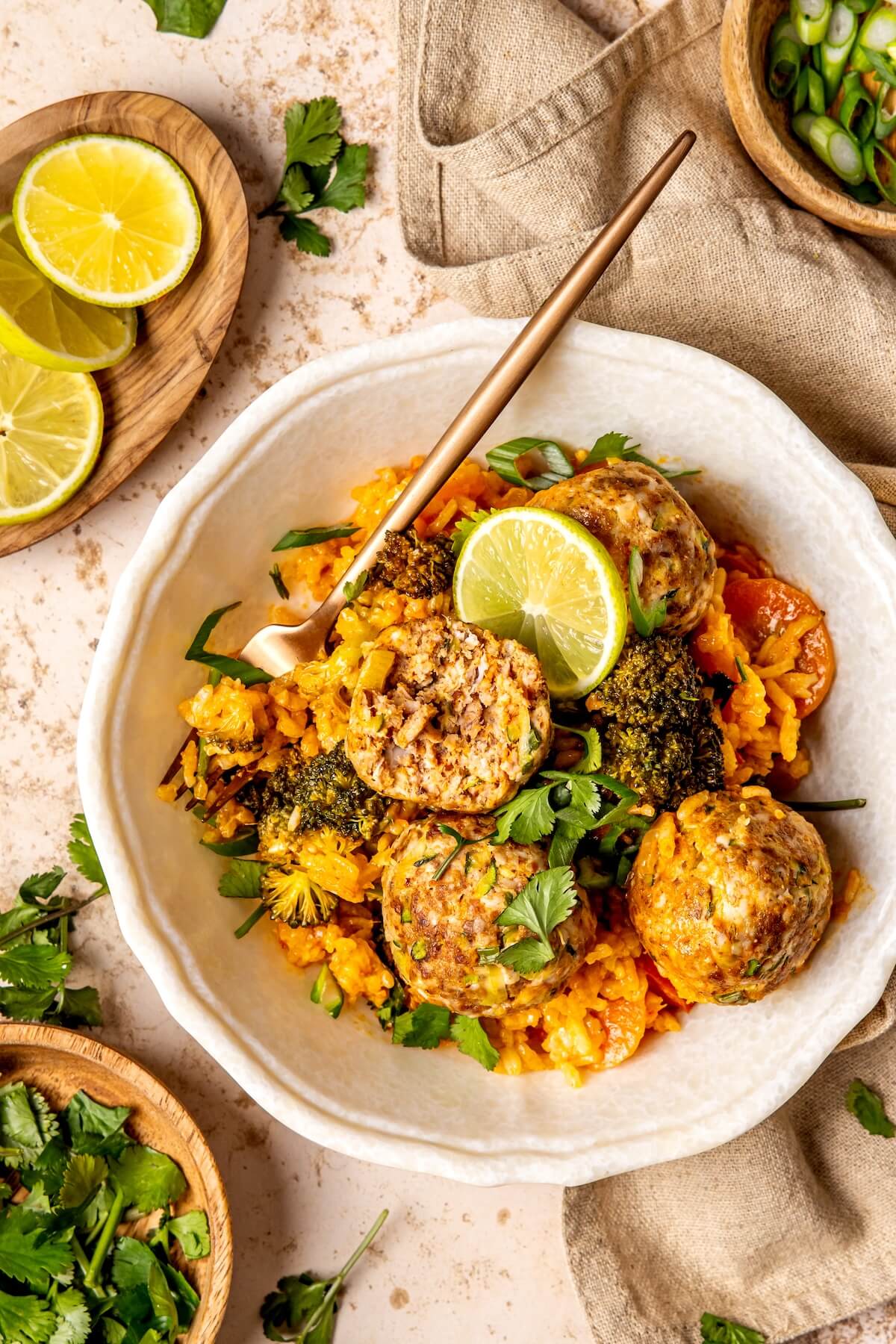 One Pot Turkey Thai Curry Meatballs and Rice - Olivia Adriance