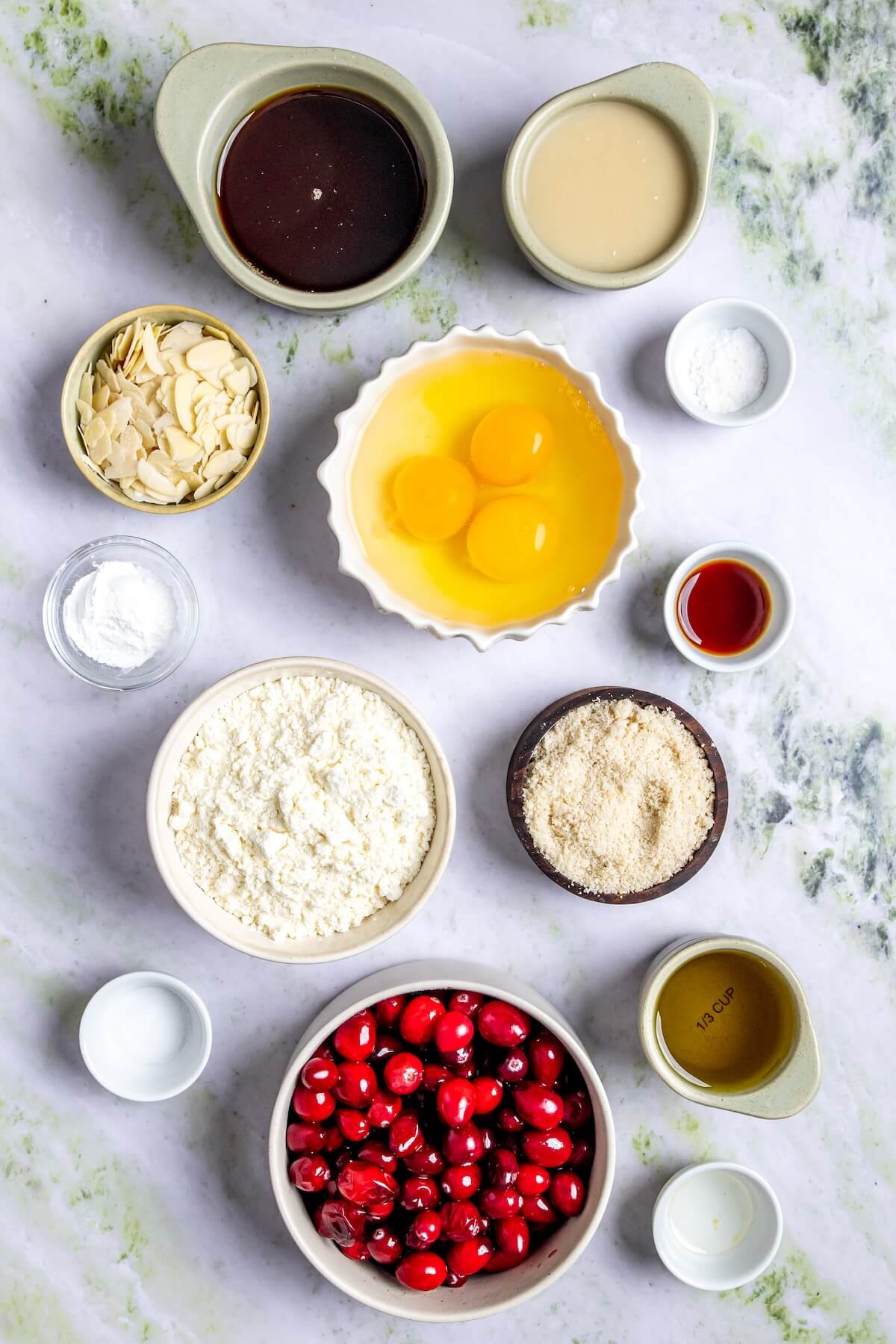 Ingredients for Cranberry Almond Cake - Olivia Adriance
