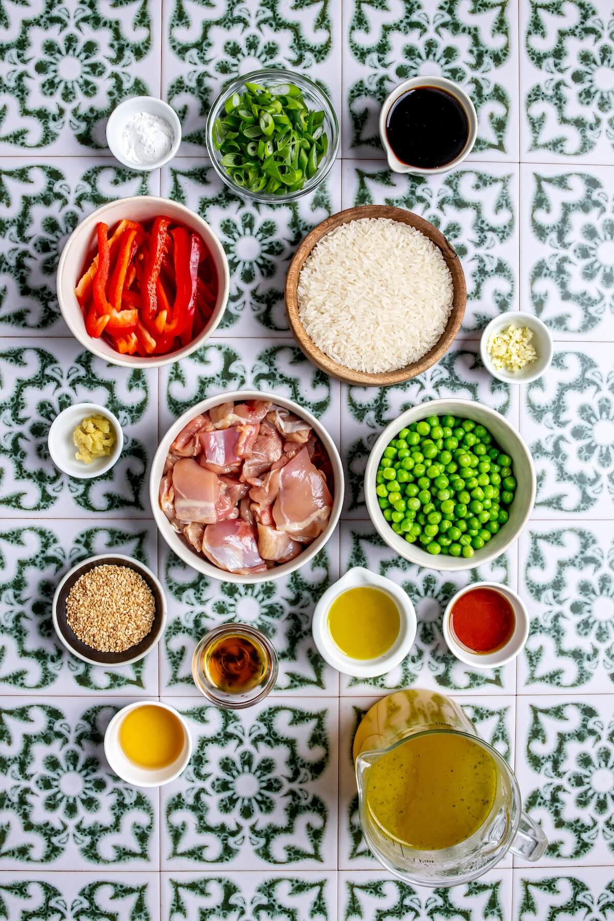 Ingredients for One Pot Teriyaki Chicken and Rice - Olivia Adriance