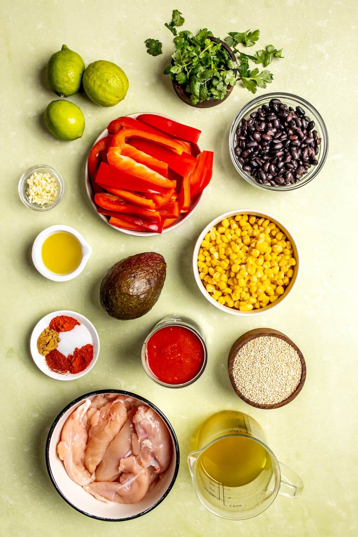 Ingredients for Southwest Chicken and Quinoa Bowls - Olivia Adriance