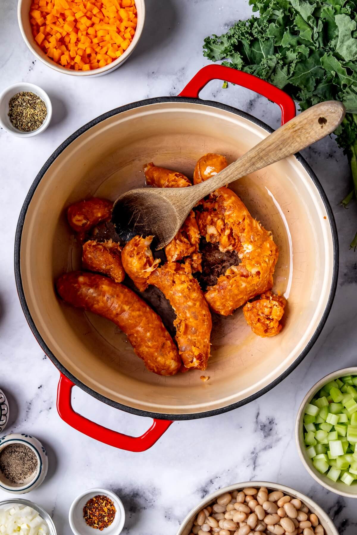 How to Make 20 Minute Sausage, Kale and White Bean Soup Step 1 - Olivia Adriance