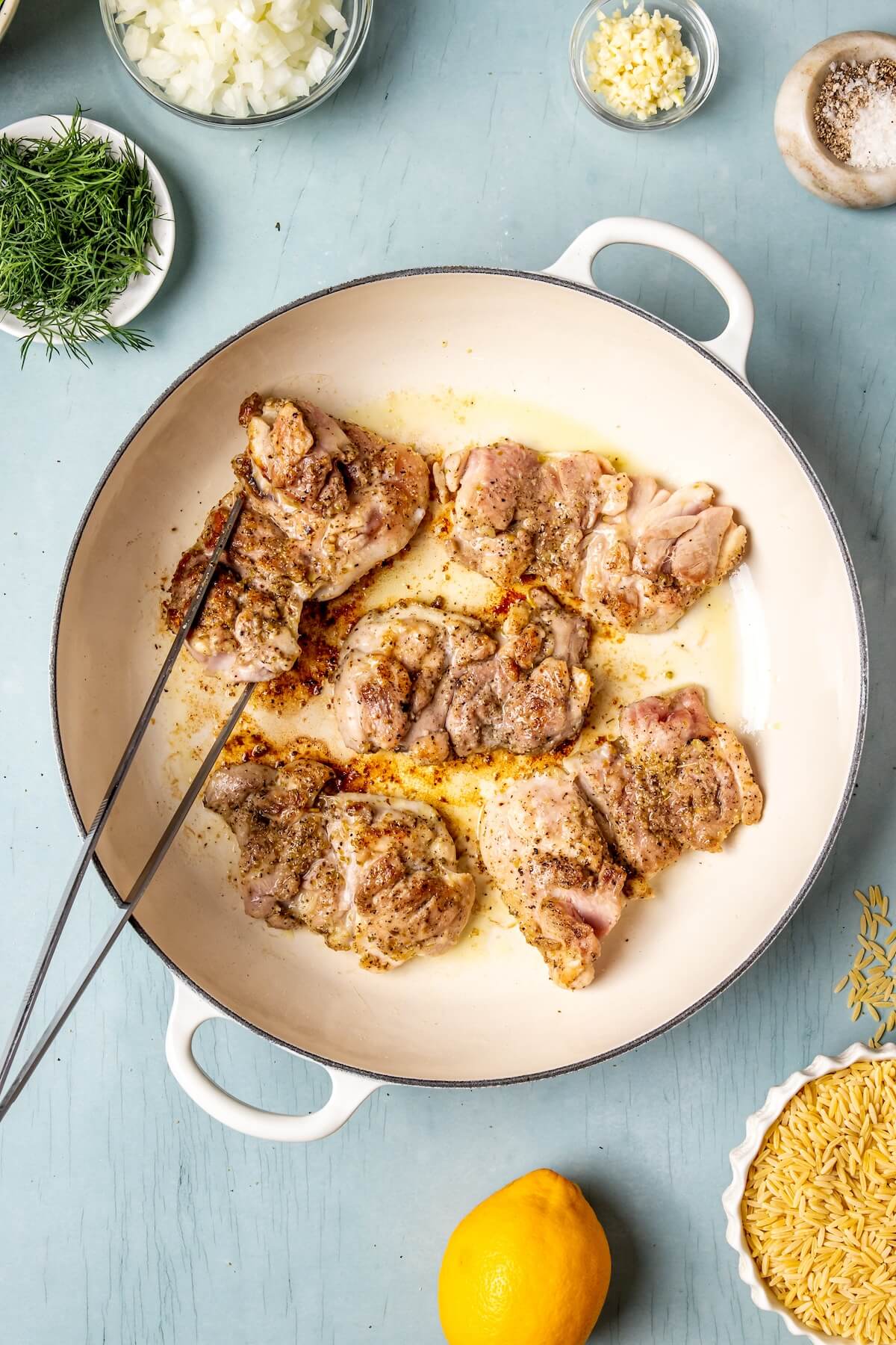 How to Make One Pot Greek Lemon Chicken and Orzo Step 2 - Olivia Adriance