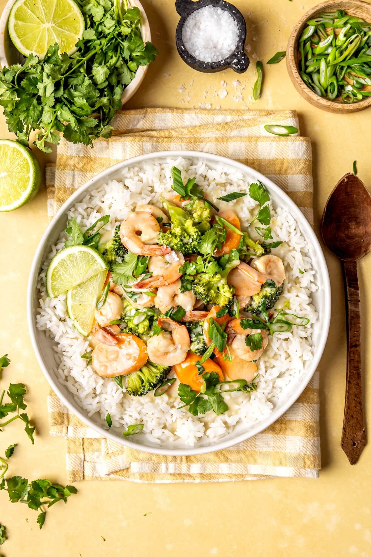 Simple Shrimp and Veggie Green Curry - Olivia Adriance