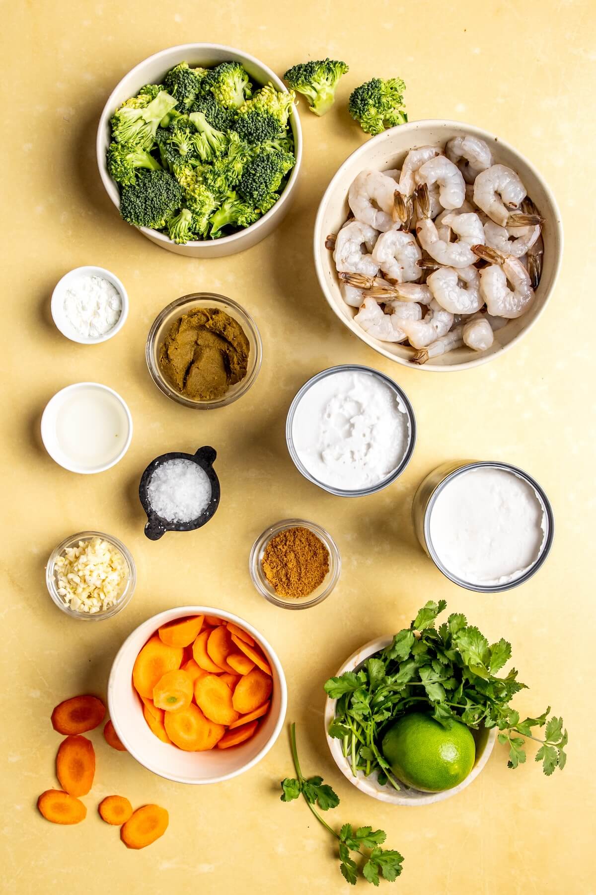Ingredients for Simple Shrimp and Veggie Green Curry - Olivia Adriance